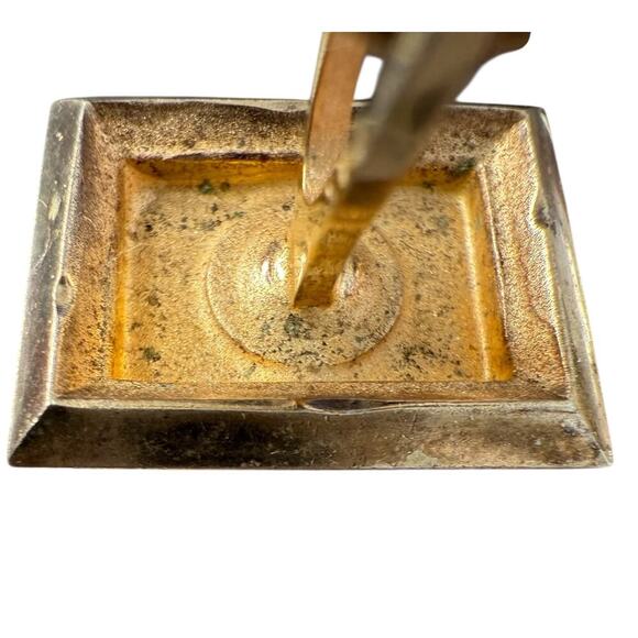 VTG Da Vinci Cufflinks Sterling Silver With Gold Vermeil  green stones cufflinks - Picture 3 of 9